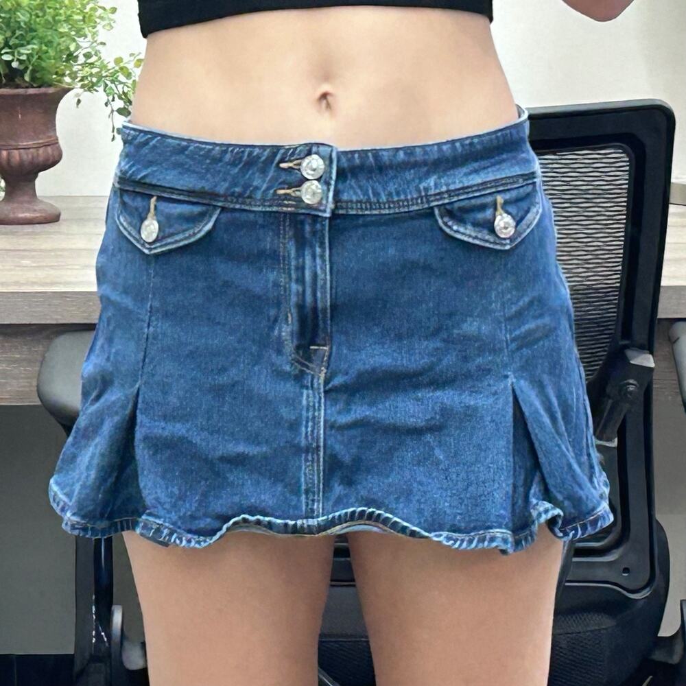 American Eagle Outfitters Low-rise A-line Mini Skirt Blue 4 EUC